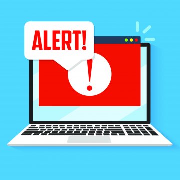 advanced system repair system optimizers laptop with red alert on display blue background